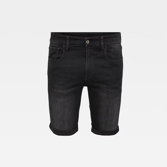 METEOR (BLACK) 3301 DENIM SLIM SHORTS - Picture 1 of 12